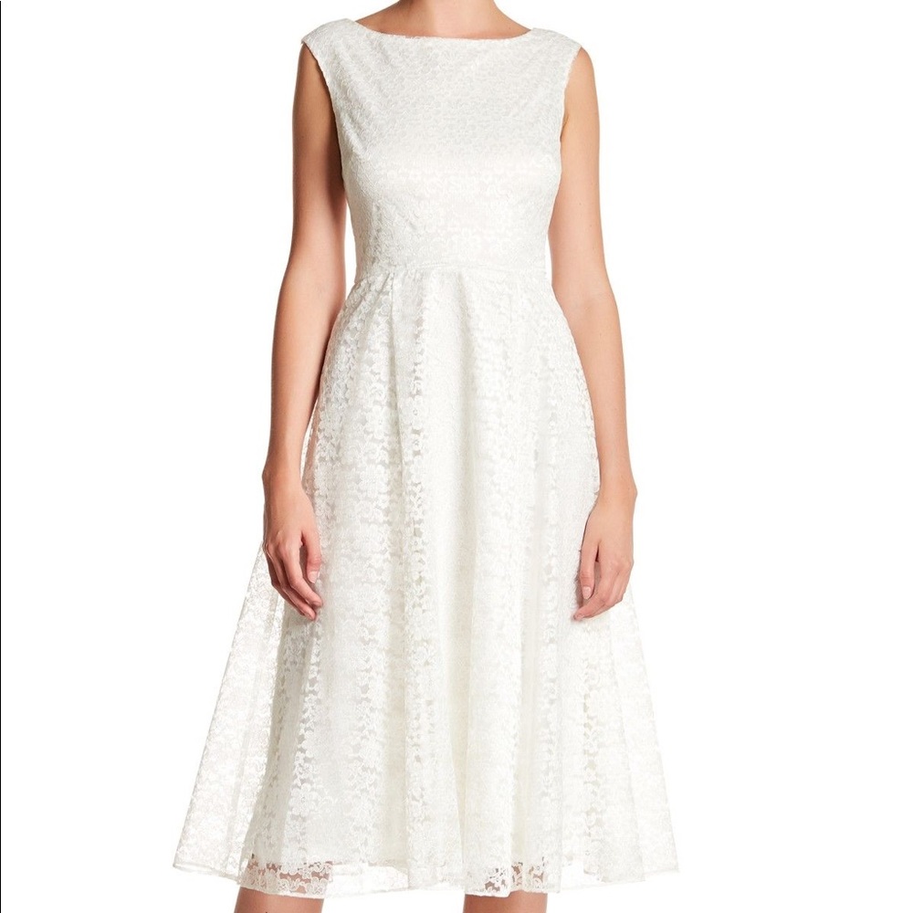 Yellow lace midi dress fit & flare vintage pinup